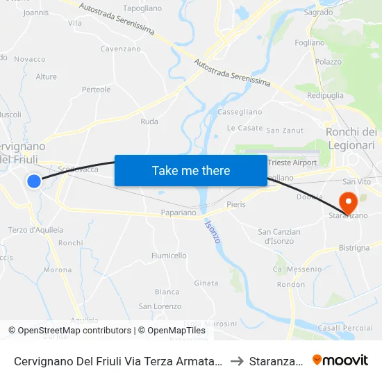 Cervignano Del Friuli Via Terza Armata 22 to Staranzano map