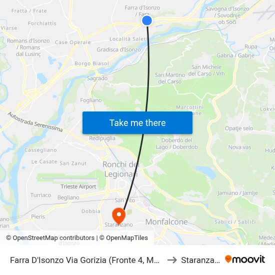 Farra D'Isonzo Via Gorizia (Opposite 4, Mill) to Staranzano map