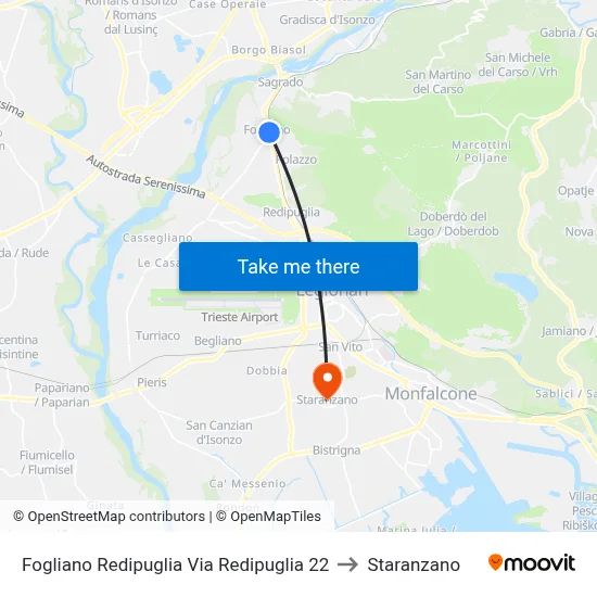 Fogliano Redipuglia Via Redipuglia 22 to Staranzano map