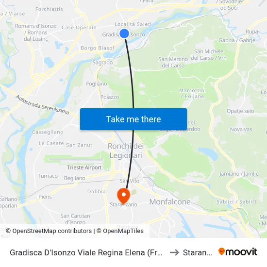 Gradisca D'Isonzo Queen Elena Avenue (Opposite 2, Gardens) to Staranzano map