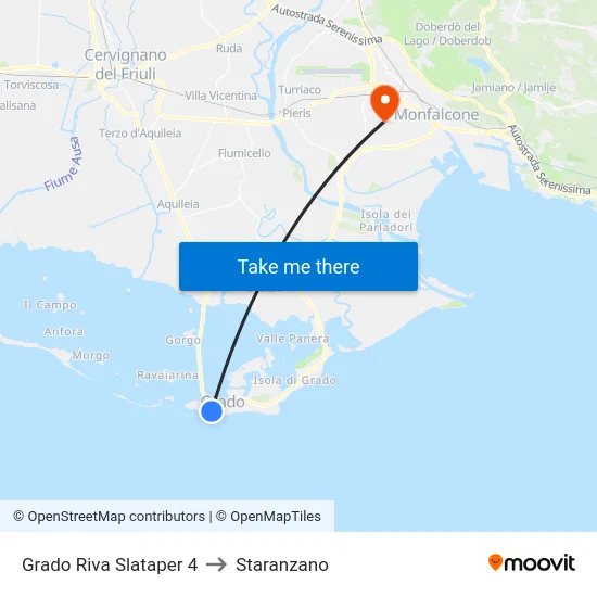 Grado Riva Slataper 4 to Staranzano map