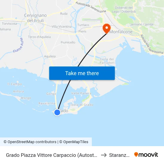 Grado Piazza Vittore Carpaccio (Autostazione) to Staranzano map