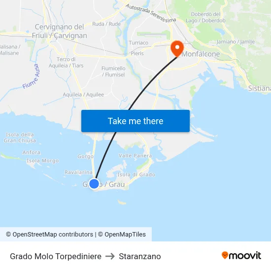Grado Torpedo Pier to Staranzano map
