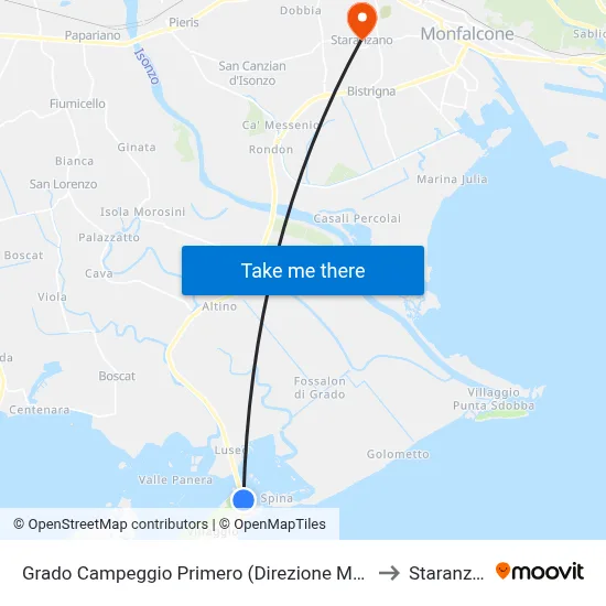 Grado Campeggio Primero (Direzione Monfalcone) to Staranzano map