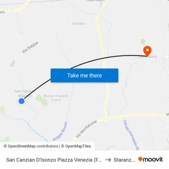 San Canzian D'Isonzo Piazza Venezia (Opposite 4/5) to Staranzano map