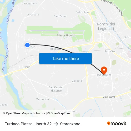 Turriaco Liberty Square 32 to Staranzano map