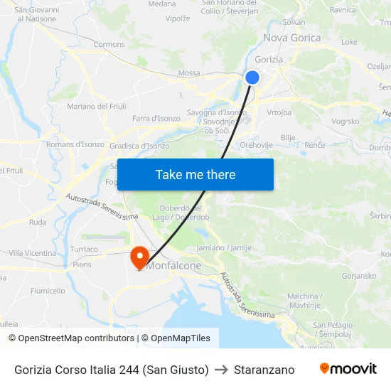 Gorizia Italia Avenue 244 (San Giusto) to Staranzano map