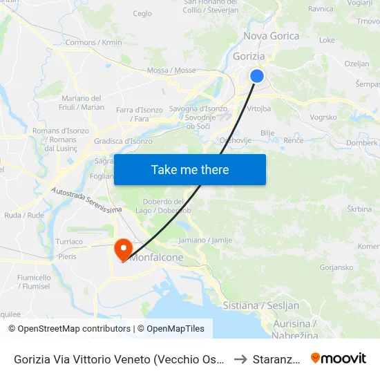 Gorizia Via Vittorio Veneto (Old Hospital) to Staranzano map