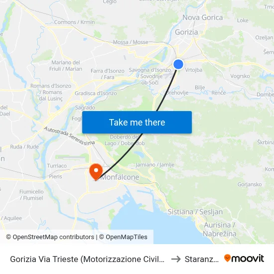 Gorizia Trieste Street (Civil Motor Vehicle Office, External) to Staranzano map