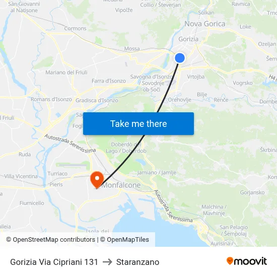 Gorizia Via Cipriani 131 to Staranzano map
