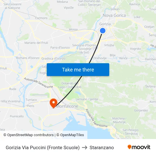Gorizia Via Puccini (Opposite Schools) to Staranzano map