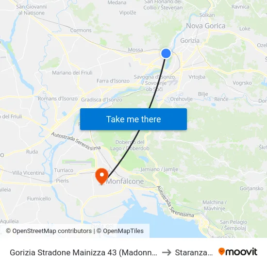 Gorizia Stradone Mainizza 43 (Madonnina) to Staranzano map