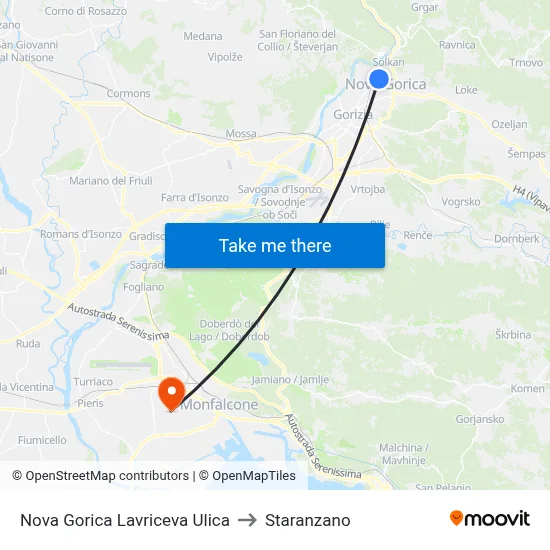 Nova Gorica Lavriceva Street to Staranzano map