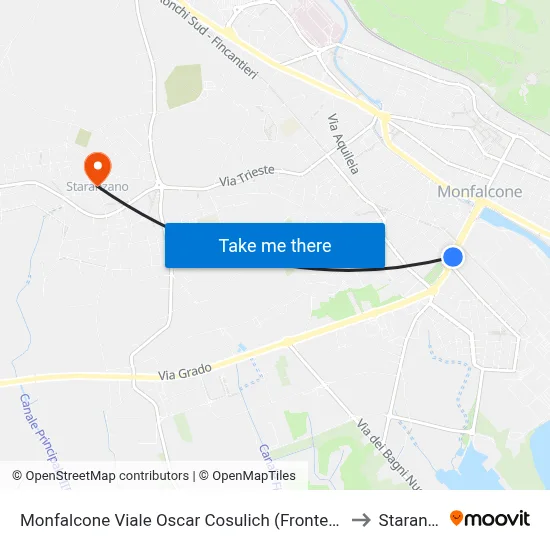 Monfalcone Oscar Cosulich Avenue (Front 8, Middle School) to Staranzano map