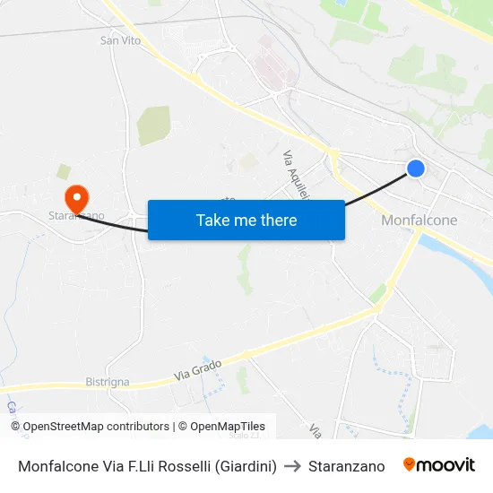 Monfalcone Via F.Lli Rosselli (Giardini) to Staranzano map