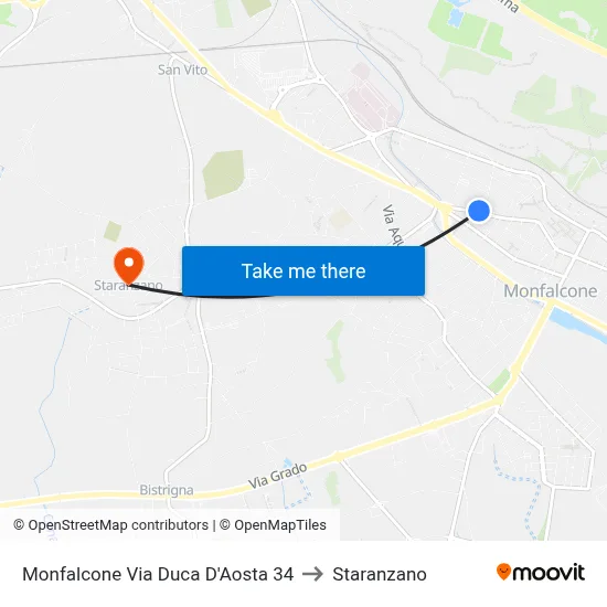 Monfalcone Via Duca D'Aosta 34 to Staranzano map