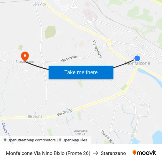 Monfalcone Via Nino Bixio (Opposite 26) to Staranzano map