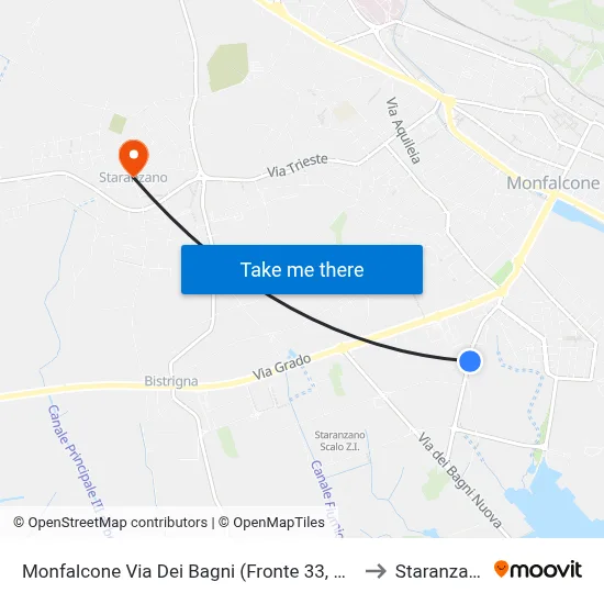 Monfalcone Via Dei Bagni (Opposite 33, Sbe) to Staranzano map