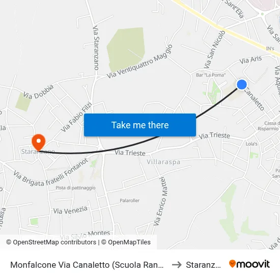 Via Canaletto (Randaccio School), Monfalcone to Staranzano map