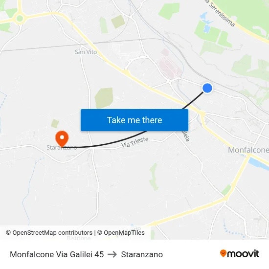 Monfalcone Galilei St 45 to Staranzano map