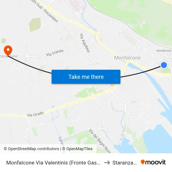 Monfalcone Valentinis Street (Opposite Gaslini) to Staranzano map