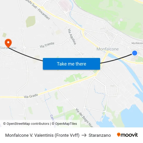 Monfalcone V. Valentinis (Opposite Fire Station) to Staranzano map