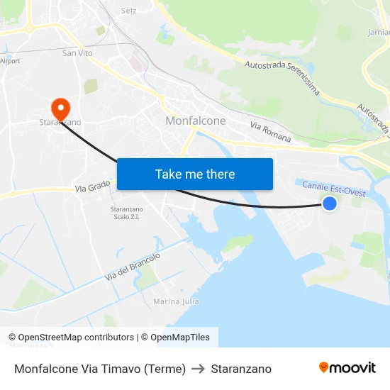 Monfalcone Timavo Street (Thermal Baths) to Staranzano map