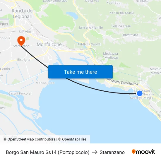 Borgo San Mauro State Road 14 (Portopiccolo) to Staranzano map