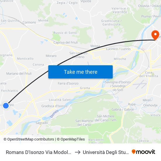 Romans D'Isonzo Via Modolet (Fronte 6/C) to Università Degli Studi Di Udine map