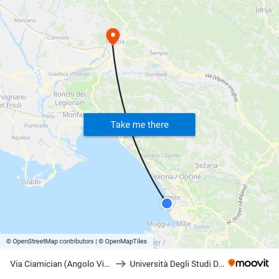 Via Ciamician (Angolo Via Tigor) to Università Degli Studi Di Udine map