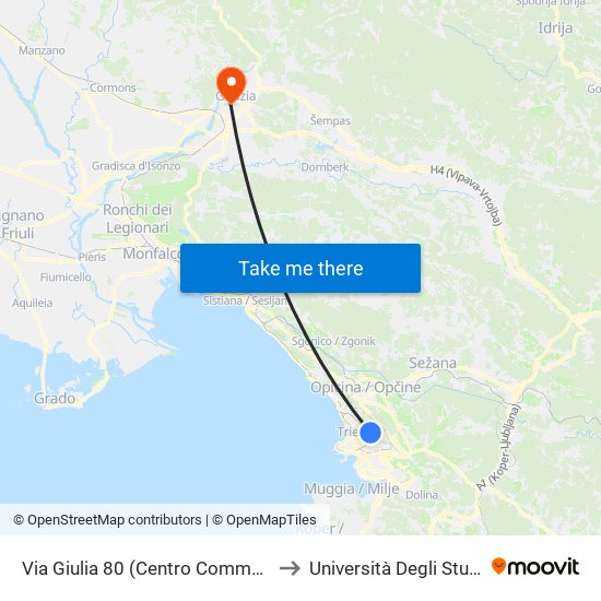 Via Giulia 80 (Centro Commerciale Il Giulia) to Università Degli Studi Di Udine map
