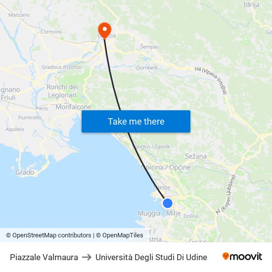 Piazzale Valmaura to Università Degli Studi Di Udine map