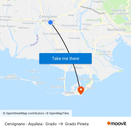 Cervignano - Aquileia - Grado to Grado Pineta map