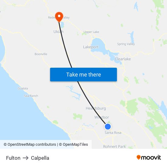 Fulton to Calpella map