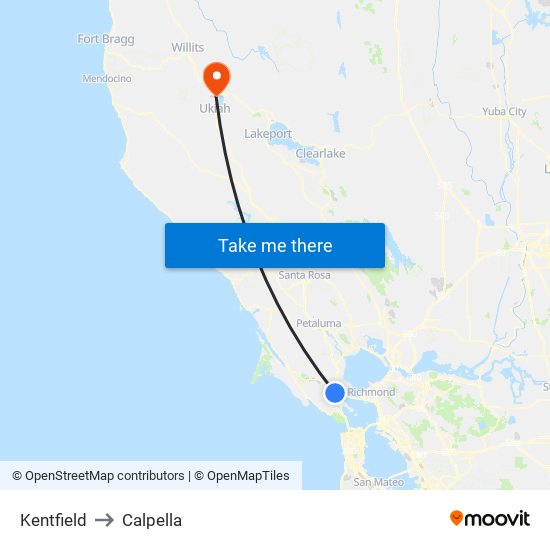 Kentfield to Calpella map