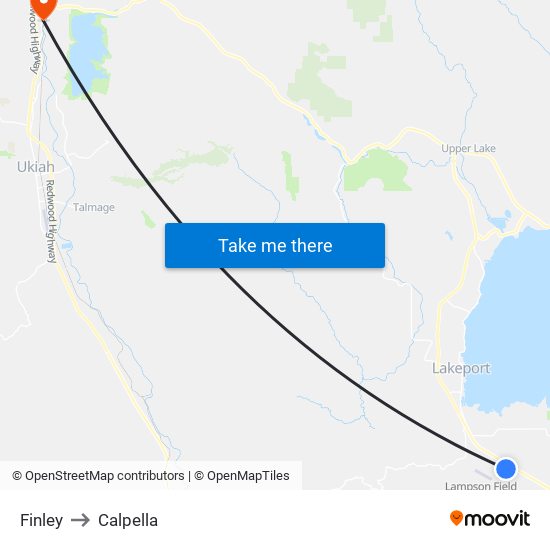 Finley to Calpella map