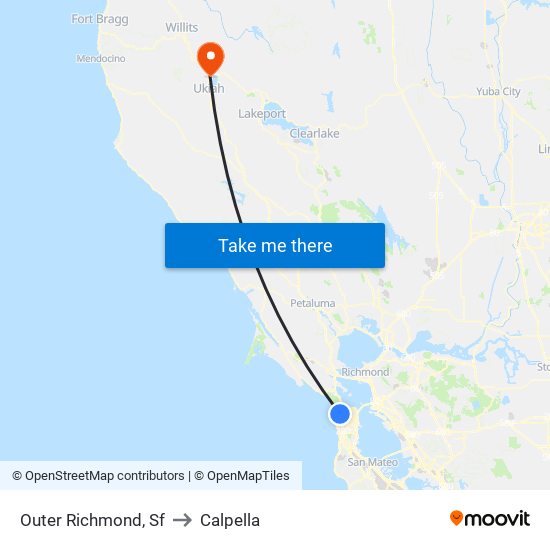 Outer Richmond, Sf to Calpella map