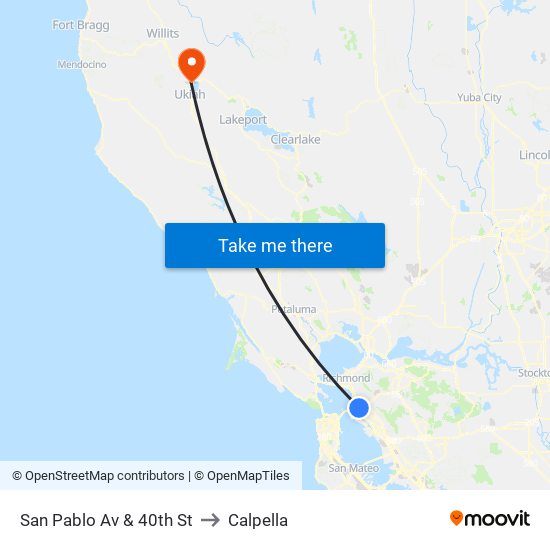 San Pablo Av & 40th St to Calpella map