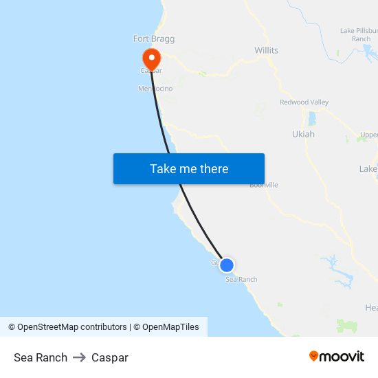Sea Ranch to Caspar map