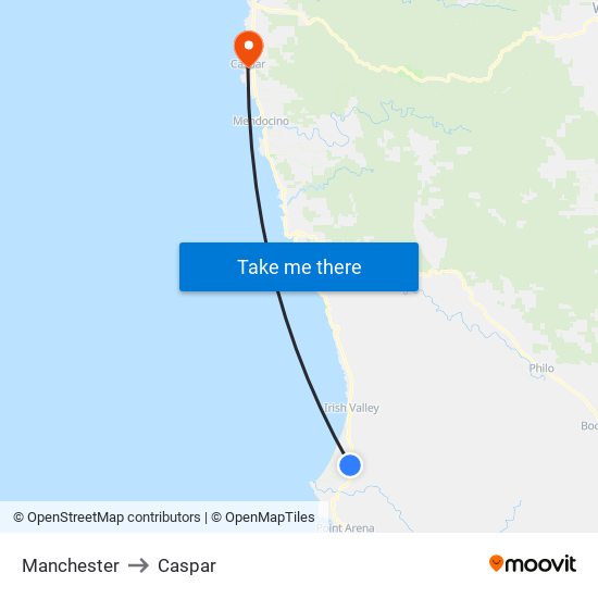 Manchester to Caspar map