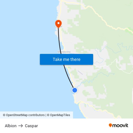 Albion to Caspar map