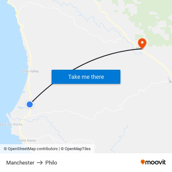 Manchester to Philo map