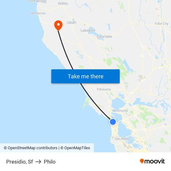 Presidio, Sf to Philo map