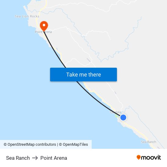 Sea Ranch to Point Arena map