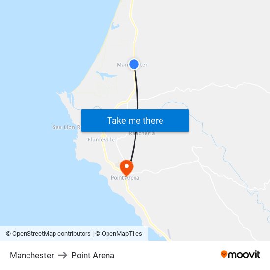 Manchester to Point Arena map