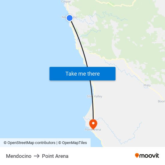 Mendocino to Point Arena map