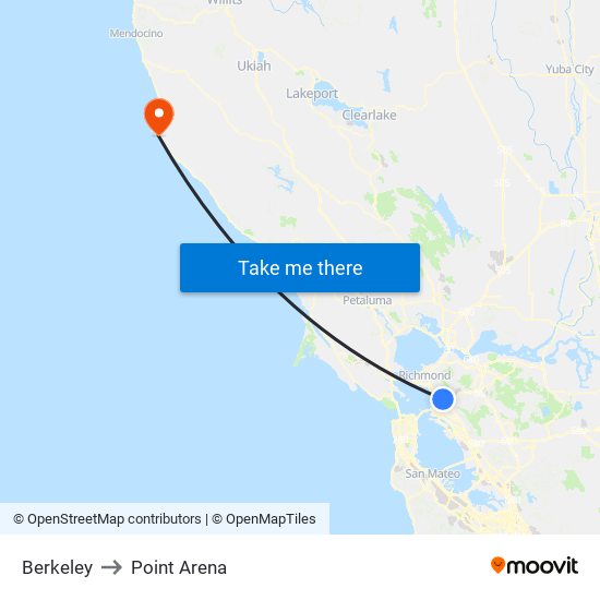 Berkeley to Point Arena map