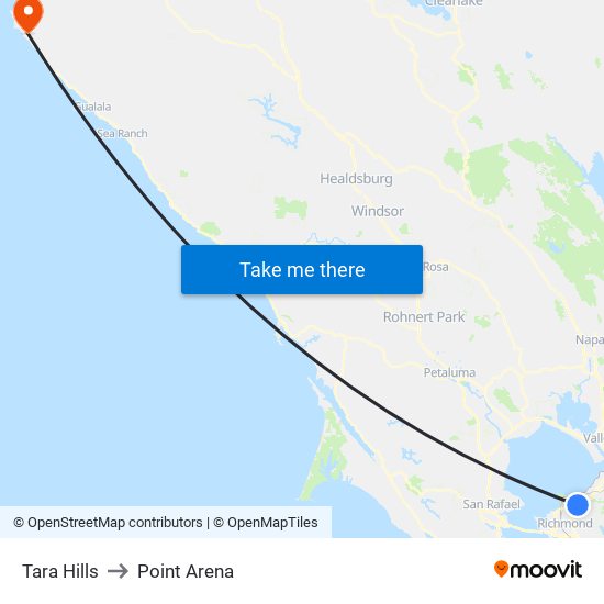 Tara Hills to Point Arena map