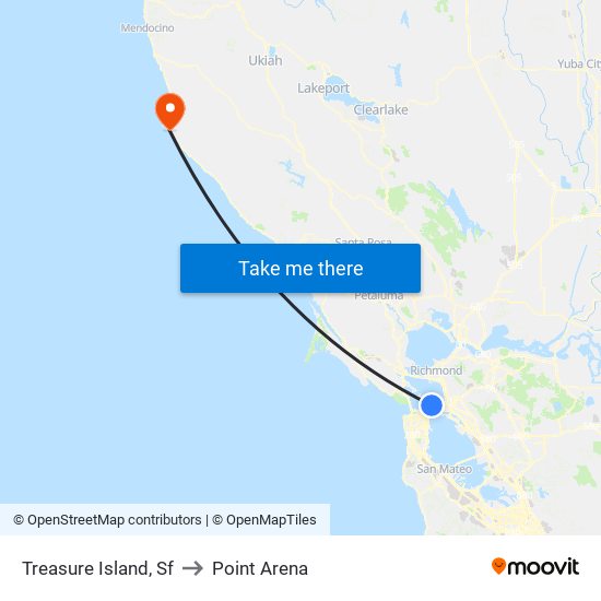 Treasure Island, Sf to Point Arena map
