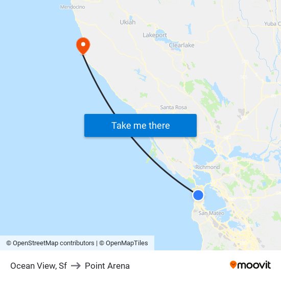 Ocean View, Sf to Point Arena map